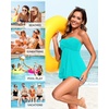 Women Strapless Tankini Swimsuits – 2 Piece Halter Bathing Suit Bandeau Flyaway Top with High Waist Swim Shorts(Aqua Floral)