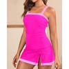 Women Tankini Swimsuits with Skirt – Two Piece Swimsuit Tummy Control Bathing Suits 2025 Swimwear(Pink)