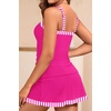 Women Tankini Swimsuits with Skirt – Two Piece Swimsuit Tummy Control Bathing Suits 2025 Swimwear(Pink Striped)