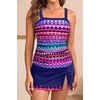 Women Tankini Swimsuits with Skirt – Two Piece Swimsuit Tummy Control Bathing Suits 2025 Swimwear(Pink Tribal)