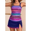 Women Tankini Swimsuits with Skirt – Two Piece Swimsuit Tummy Control Bathing Suits 2025 Swimwear(Pink Tribal)