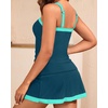 Women Tankini Swimsuits with Skirt – Two Piece Swimsuit Tummy Control Bathing Suits 2025 Swimwear(Teal and Green)