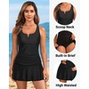 Women Tankini Swimsuits with Skirt – Two Piece Tummy Control Bathing Suit V-Wired 2025 Swimwear(Black)