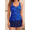 Women Tankini Swimsuits with Skirt – Two Piece Tummy Control Bathing Suit V-Wired 2025 Swimwear(Blue Paisley)