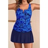 Women Tankini Swimsuits with Skirt – Two Piece Tummy Control Bathing Suit V-Wired 2025 Swimwear(Blue Paisley)