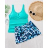 Women Tankini Swimsuits with Skirt – Two Piece Tummy Control Bathing Suit V-Wired 2025 Swimwear(Mint Green Floral)
