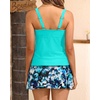 Women Tankini Swimsuits with Skirt – Two Piece Tummy Control Bathing Suit V-Wired 2025 Swimwear(Mint Green Floral)
