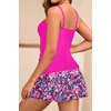 Women Tankini Swimsuits with Skirt – Two Piece Tummy Control Bathing Suit V-Wired 2025 Swimwear(Pink Flower)