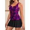 Women Tankini Swimsuits with Skirt – Two Piece Tummy Control Bathing Suit V-Wired 2025 Swimwear(Purple Leaf)