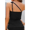 Women’s Swimsuit Tankini Top Only – One Shoulder Swim Top Tummy Control Bathing Suit No Bottom 2025 Swimwear(Black)