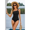 Women’s Swimsuit Tankini Top Only – One Shoulder Swim Top Tummy Control Bathing Suit No Bottom 2025 Swimwear(Black)