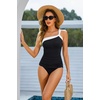 Women’s Swimsuit Tankini Top Only – One Shoulder Swim Top Tummy Control Bathing Suit No Bottom 2025 Swimwear(Black White)