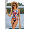 Women’s Swimsuit Tankini Top Only – One Shoulder Swim Top Tummy Control Bathing Suit No Bottom 2025 Swimwear(Color Block)