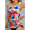 Women’s Swimsuit Tankini Top Only – One Shoulder Swim Top Tummy Control Bathing Suit No Bottom 2025 Swimwear(Color Block)