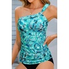 Women’s Swimsuit Tankini Top Only – One Shoulder Swim Top Tummy Control Bathing Suit No Bottom 2025 Swimwear(Green Paisley)