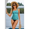 Women’s Swimsuit Tankini Top Only – One Shoulder Swim Top Tummy Control Bathing Suit No Bottom 2025 Swimwear(Green Paisley)