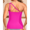 Women’s Swimsuit Tankini Top Only – One Shoulder Swim Top Tummy Control Bathing Suit No Bottom 2025 Swimwear(Pink)