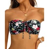 Tempt Me Women Bandeau Bikini Top Strapless Swim Tops Tube Halter Swimsuit Top Only(Black Floral)