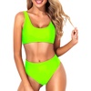 Tempt Me Women Sporty Bikini Set Two Piece High Waisted Swimsuit Athletic Scoop Neck Bathing Suit(Neon Green)