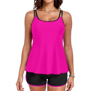 Tankini Swimsuits with Shorts – Two Piece Tummy Control Flowy Bathing Suits Top with Two Pockets Boy Shorts 2025(Pink)