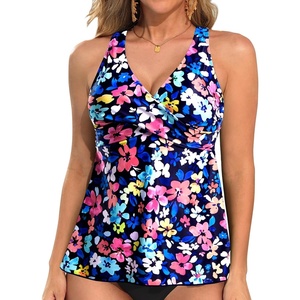 Tempt Me Women Tankini Top Only Flowy Swim Tops V Neck Bathing Suit Top(Colorful Floral)