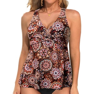 Tempt Me Women Tankini Top Only Flowy Swim Tops V Neck Bathing Suit Top(Mandala)