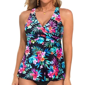 Tempt Me Women Tankini Top Only Flowy Swim Tops V Neck Bathing Suit Top(Multi Floral)