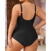 Tempt Me Women Plus Size One Piece Swimsuits Tummy Control Retro Bathing Suit Cross Front Swimwear(Black)