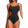 Tempt Me Women’s Cutout One Piece Swimsuits High Cut Monokini Scoop Neck Bathing Suit(Black)