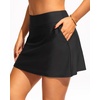 Women Swim Skirt with Pockets – High Waisted Tummy Control Swimsuit Bottom | Built-in brief liner, Wide waistband, Full lining(Black)