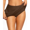 Women Swim Skirt with Pockets – High Waisted Tummy Control Swimsuit Bottom | Built-in brief liner, Wide waistband, Full lining(Brown)