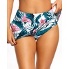 Women Swim Skirt with Pockets – High Waisted Tummy Control Swimsuit Bottom | Built-in brief liner, Wide waistband, Full lining(Teal Flower)