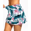 Women Swim Skirt with Pockets – High Waisted Tummy Control Swimsuit Bottom | Built-in brief liner, Wide waistband, Full lining(Teal Flower)