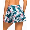Women Swim Skirt with Pockets – High Waisted Tummy Control Swimsuit Bottom | Built-in brief liner, Wide waistband, Full lining(Teal Flower)