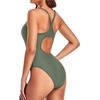 Tempt Me Athletic One Piece Swimsuits for Women | Training, Sport, Racerback, Keyhole, Adjustable straps, Full coverage(Army Green)