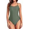 Tempt Me Athletic One Piece Swimsuits for Women | Training, Sport, Racerback, Keyhole, Adjustable straps, Full coverage(Army Green)