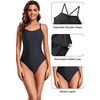 Tempt Me Athletic One Piece Swimsuits for Women | Training, Sport, Racerback, Keyhole, Adjustable straps, Full coverage(Black)