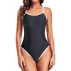 Tempt Me Athletic One Piece Swimsuits for Women | Training, Sport, Racerback, Keyhole, Adjustable straps, Full coverage(Black Color Block)