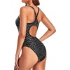 Tempt Me Athletic One Piece Swimsuits for Women | Training, Sport, Racerback, Keyhole, Adjustable straps, Full coverage(Black Dot)