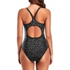 Tempt Me Athletic One Piece Swimsuits for Women | Training, Sport, Racerback, Keyhole, Adjustable straps, Full coverage(Black Dot)