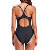 Tempt Me Athletic One Piece Swimsuits for Women | Training, Sport, Racerback, Keyhole, Adjustable straps, Full coverage(Black-scalloped Trim)