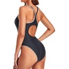 Tempt Me Athletic One Piece Swimsuits for Women | Training, Sport, Racerback, Keyhole, Adjustable straps, Full coverage(Black-scalloped Trim)