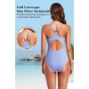 Tempt Me Athletic One Piece Swimsuits for Women | Training, Sport, Racerback, Keyhole, Adjustable straps, Full coverage(Blue Striped-new)