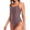 Tempt Me Athletic One Piece Swimsuits for Women | Training, Sport, Racerback, Keyhole, Adjustable straps, Full coverage(Coffee Brown)
