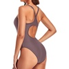 Tempt Me Athletic One Piece Swimsuits for Women | Training, Sport, Racerback, Keyhole, Adjustable straps, Full coverage(Coffee Brown)