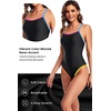 Tempt Me Athletic One Piece Swimsuits for Women | Training, Sport, Racerback, Keyhole, Adjustable straps, Full coverage(Colorful Black)