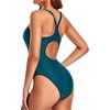 Tempt Me Athletic One Piece Swimsuits for Women | Training, Sport, Racerback, Keyhole, Adjustable straps, Full coverage(Dark Blue)