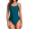 Tempt Me Athletic One Piece Swimsuits for Women | Training, Sport, Racerback, Keyhole, Adjustable straps, Full coverage(Dark Blue)