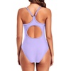 Tempt Me Athletic One Piece Swimsuits for Women | Training, Sport, Racerback, Keyhole, Adjustable straps, Full coverage(Light Purple)