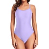 Tempt Me Athletic One Piece Swimsuits for Women | Training, Sport, Racerback, Keyhole, Adjustable straps, Full coverage(Light Purple)